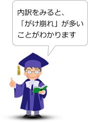 内訳をみると、「がけ崩れ」が多いことがわかります