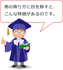 雨の振り方に目を移すと、こんな特徴があるのです。