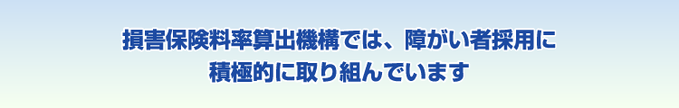 損害保険料率算出機構では、障がい者採用に積極的に取り組んでいます。